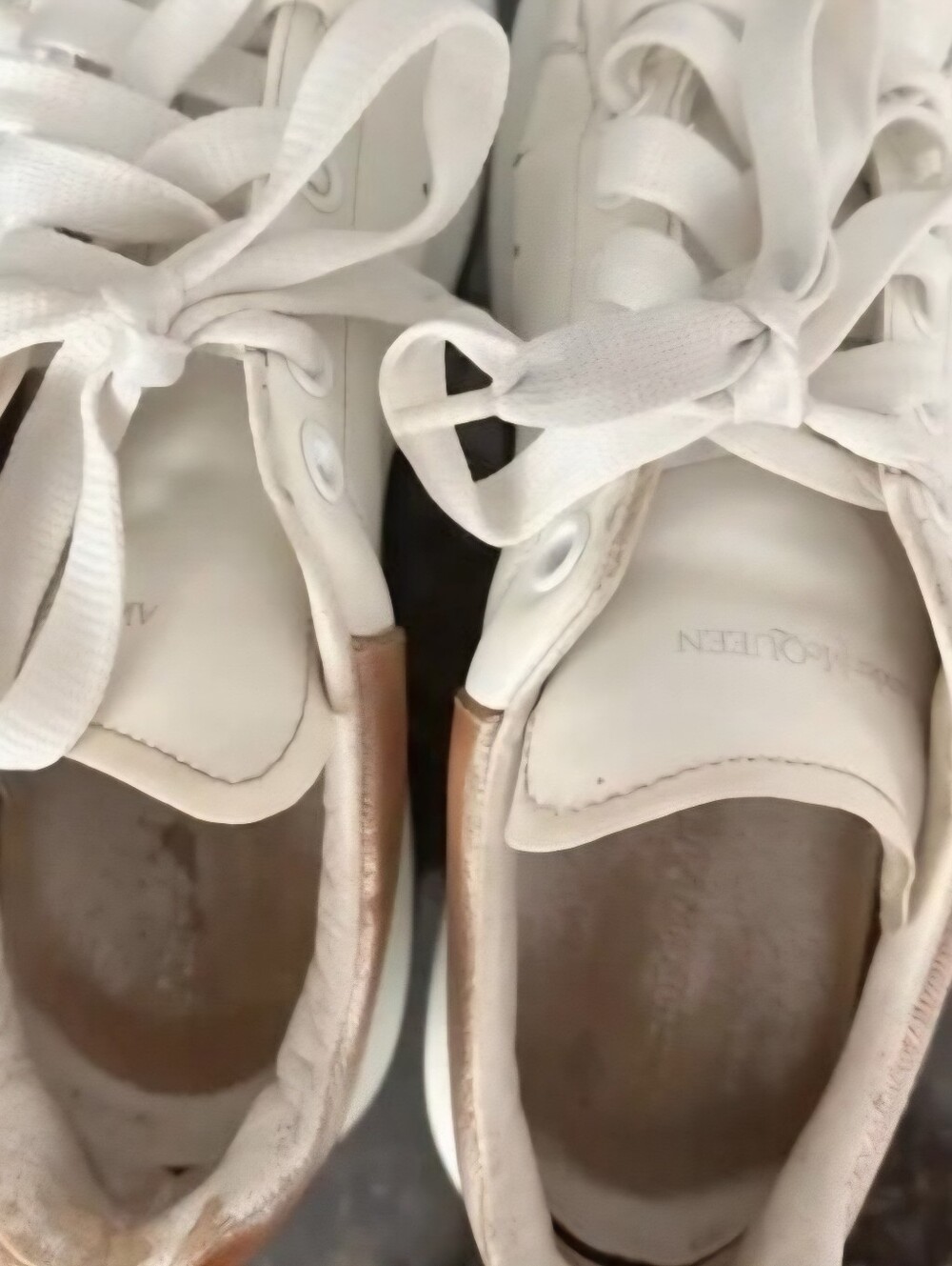 Alexander McQueen Size 39.5 (9.5) Oversized White And Rose Gold Sneakers - Picture 8 of 10